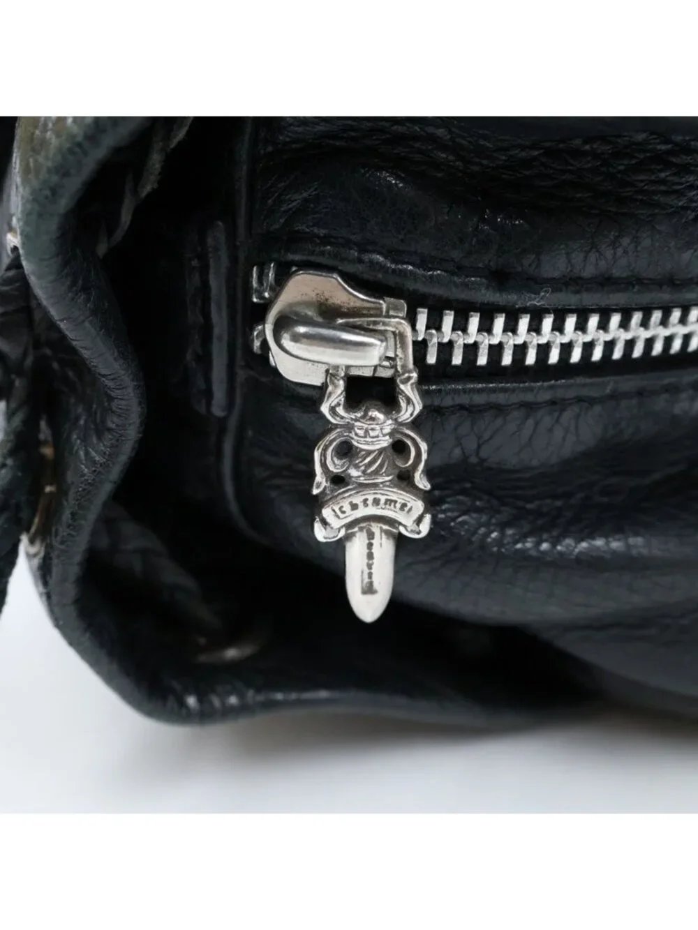 Chrome Hearts Sqrry JO Fili SM Scrooly Filigree Cross Leather Handbag Black